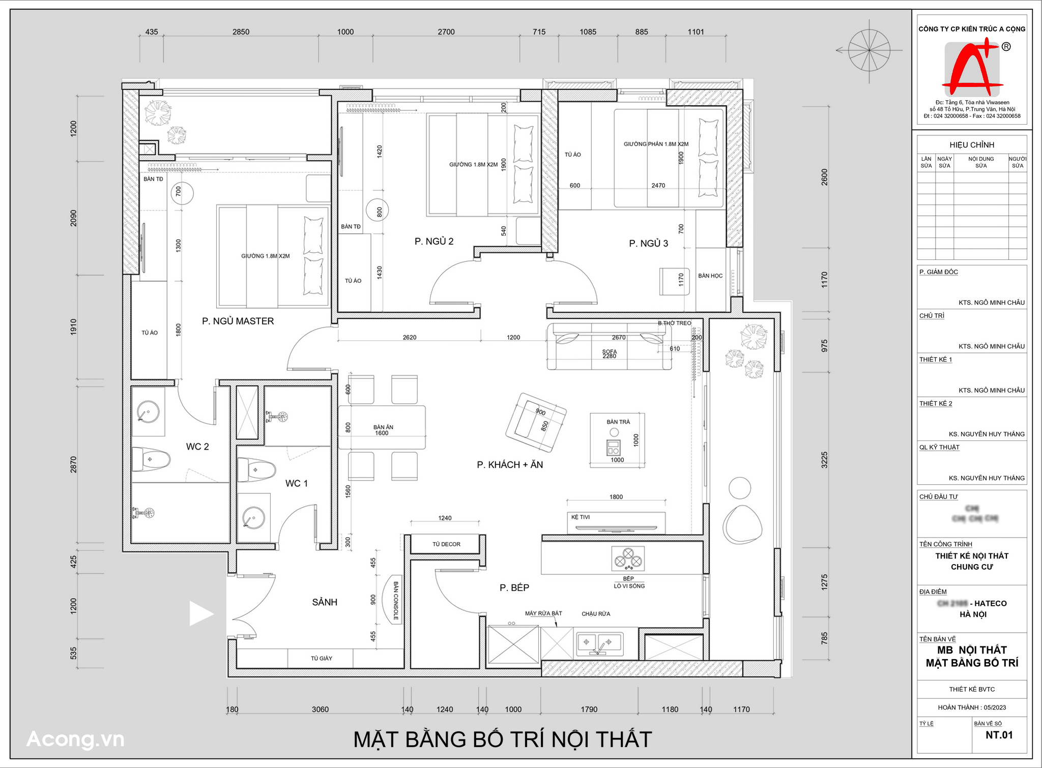 Thiết kế nội thất căn hộ chung cư cao cấp Hateco Laroma 2023: mặt bằng